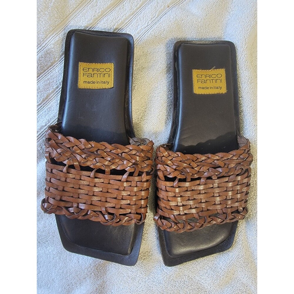 Enrico Fantini Womens Slide Sandal Leather Made In Italy Designer EU 40 US 9.5‎